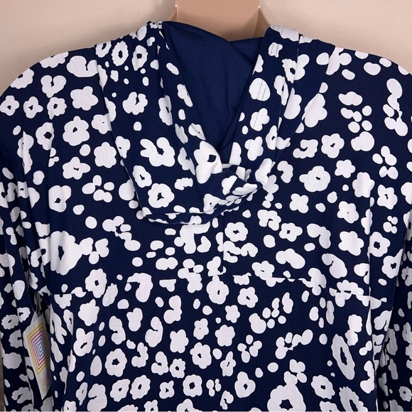 NEW 3XL Lularoe Amber Hoodie Blue White Floral Leopard Print Casual Comfortable - Picture 9 of 15